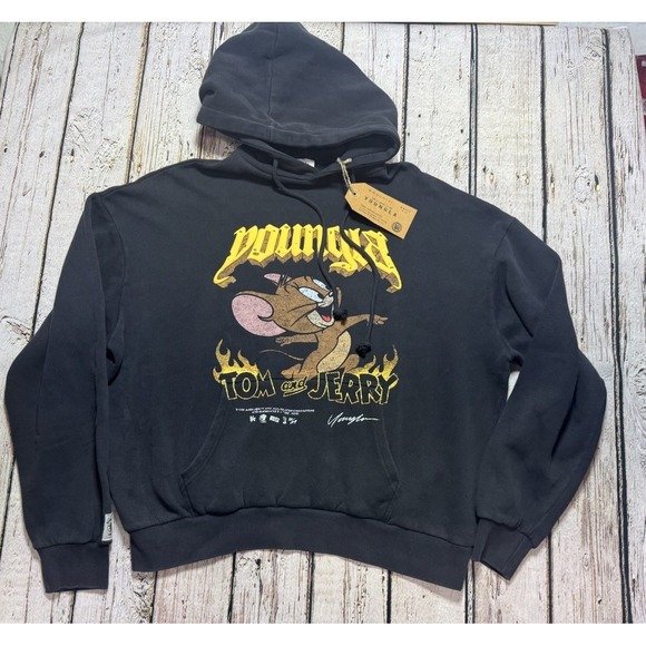 YoungLA #W528 Tom & Jerry Pullover Oversized Hoodie Black Medium SOLD OUT NWT - Picture 4 of 12